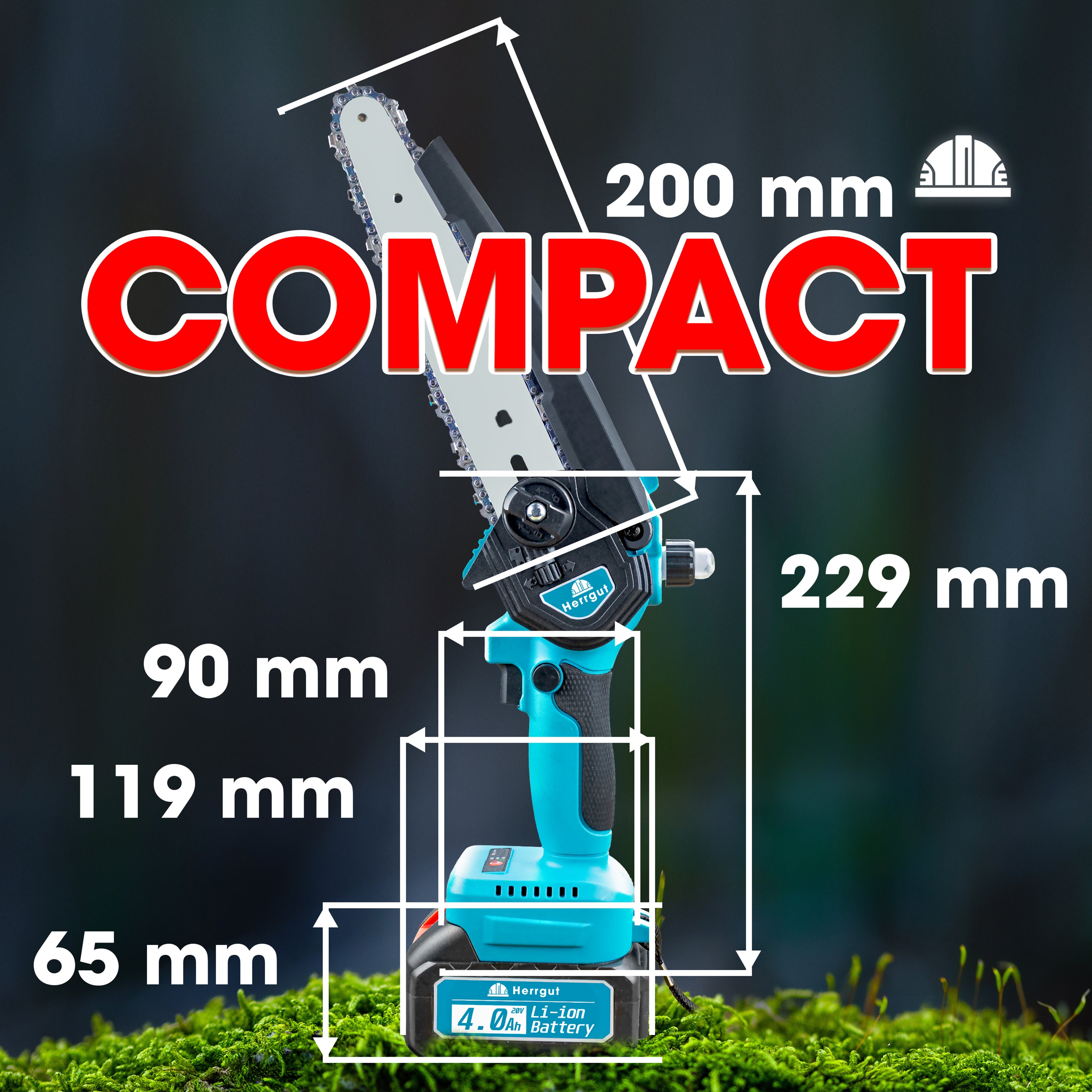Mini fierastrau electric cu lant Herrgut, motor fara perii, 8 inch