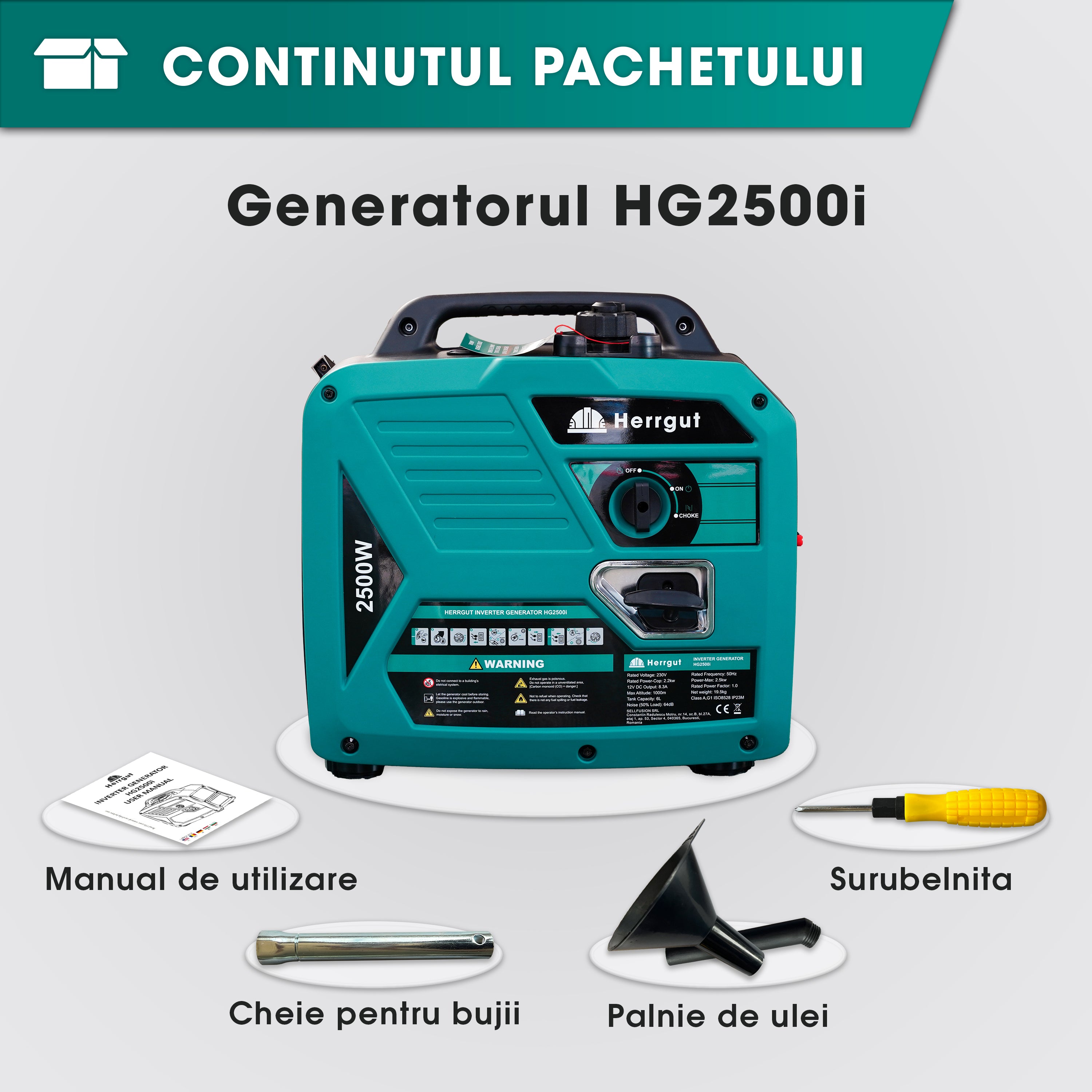Generator curent electric cu invertor Herrgut HG2500i pe benzina