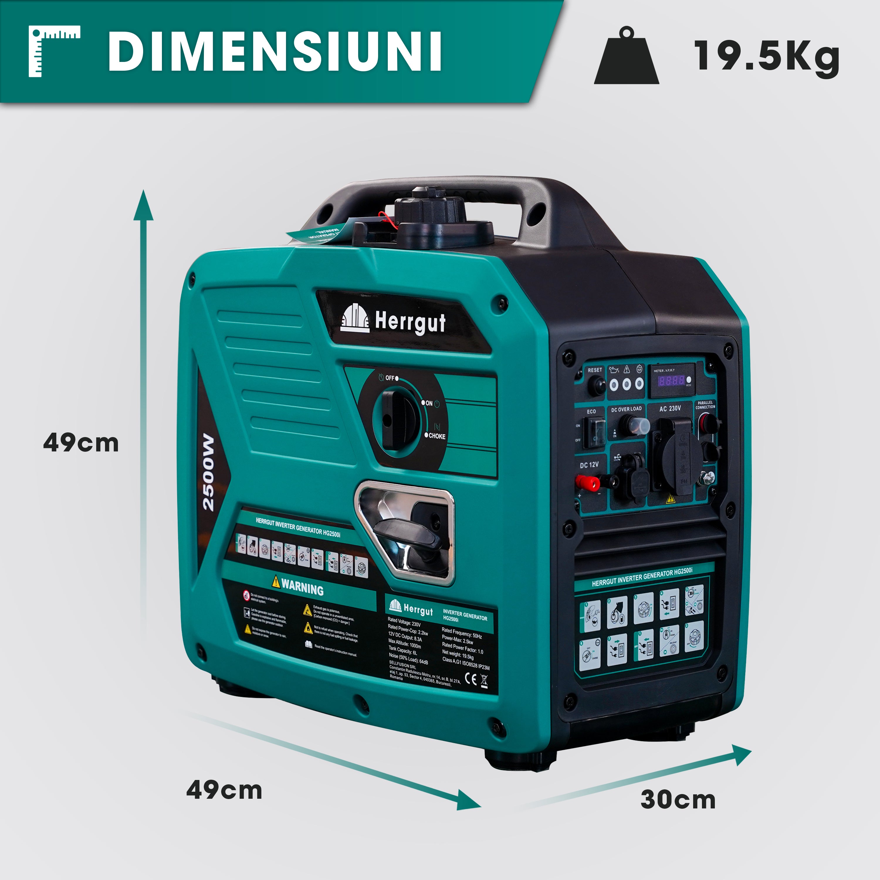 Generator curent electric cu invertor Herrgut HG2500i pe benzina
