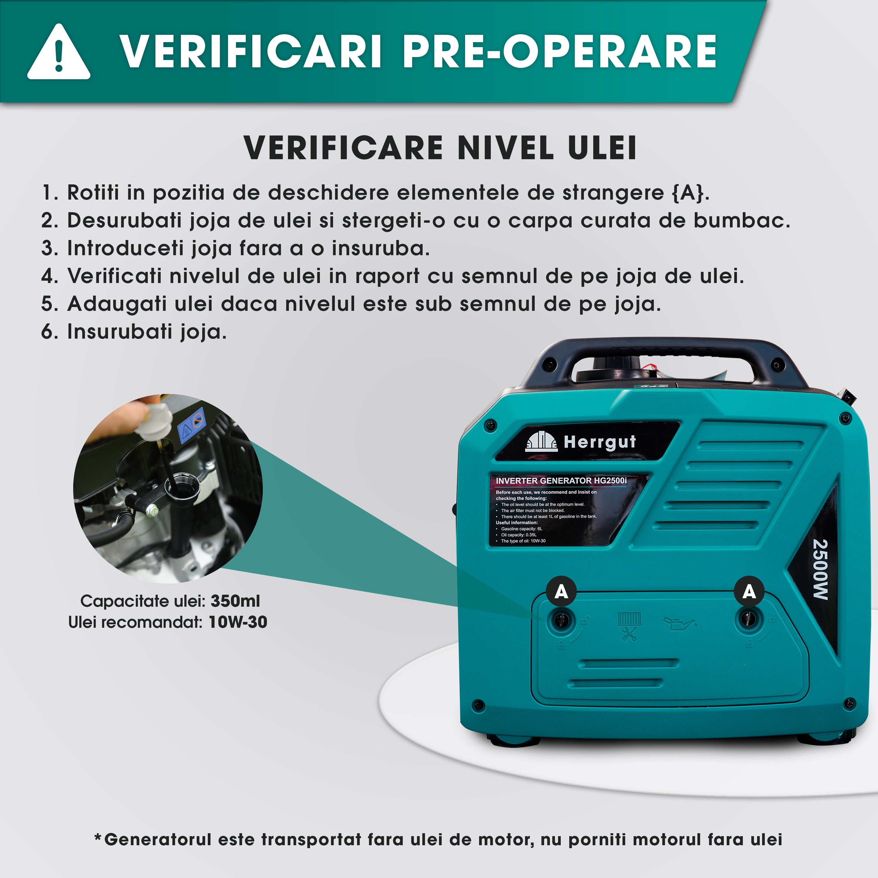 Generator curent electric cu invertor Herrgut HG2500i pe benzina