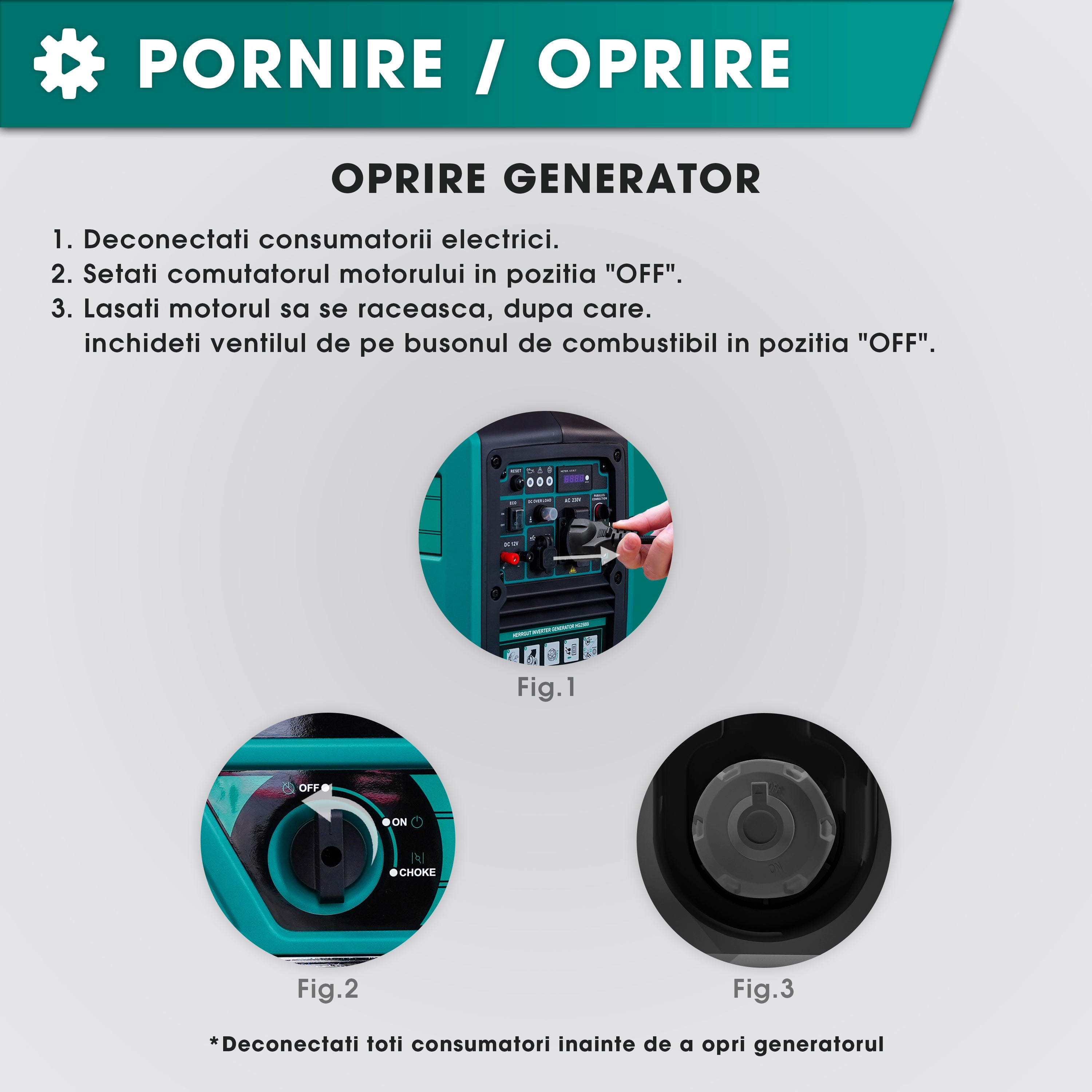 Generator curent electric cu invertor Herrgut HG2500i pe benzina