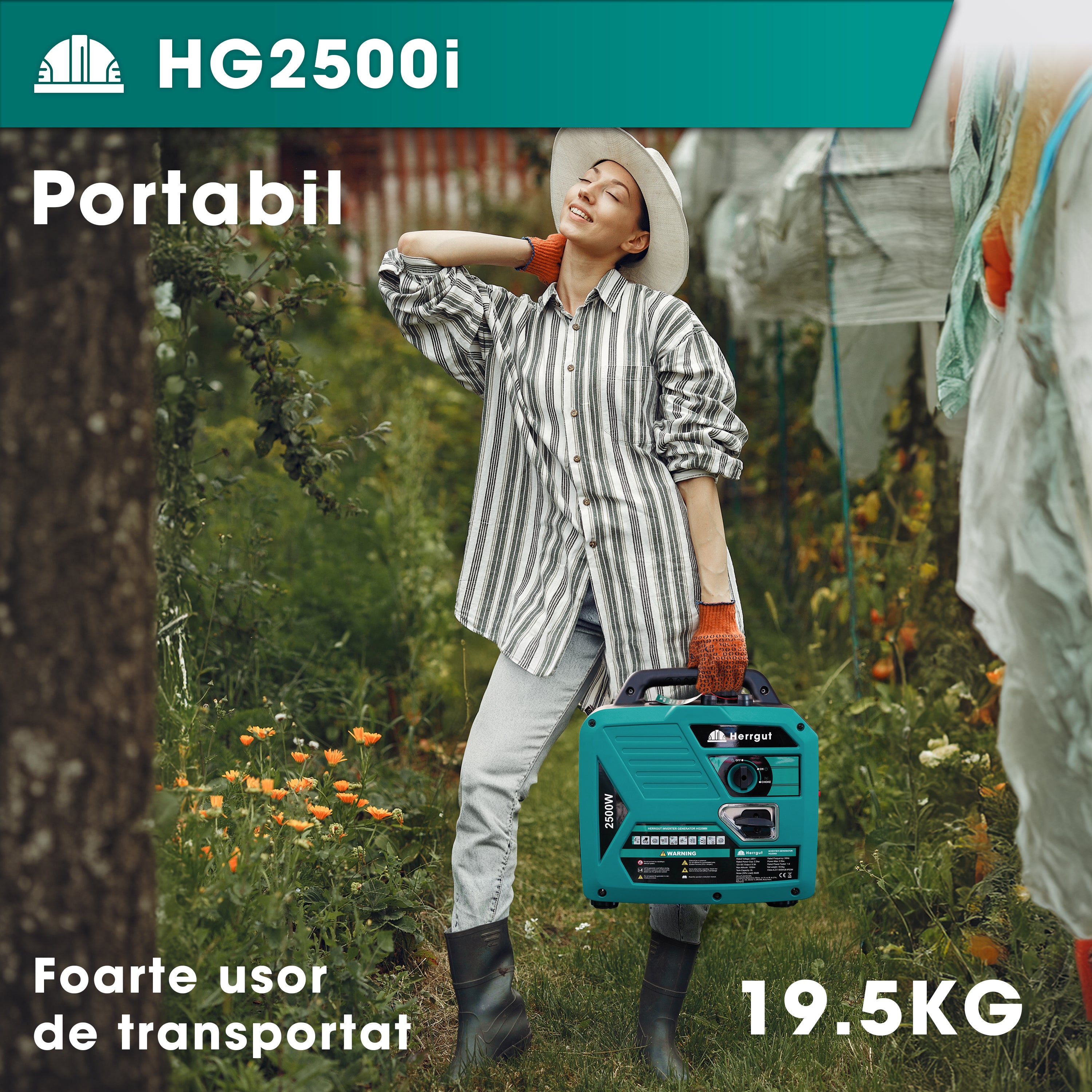 Generator curent electric cu invertor Herrgut HG2500i pe benzina